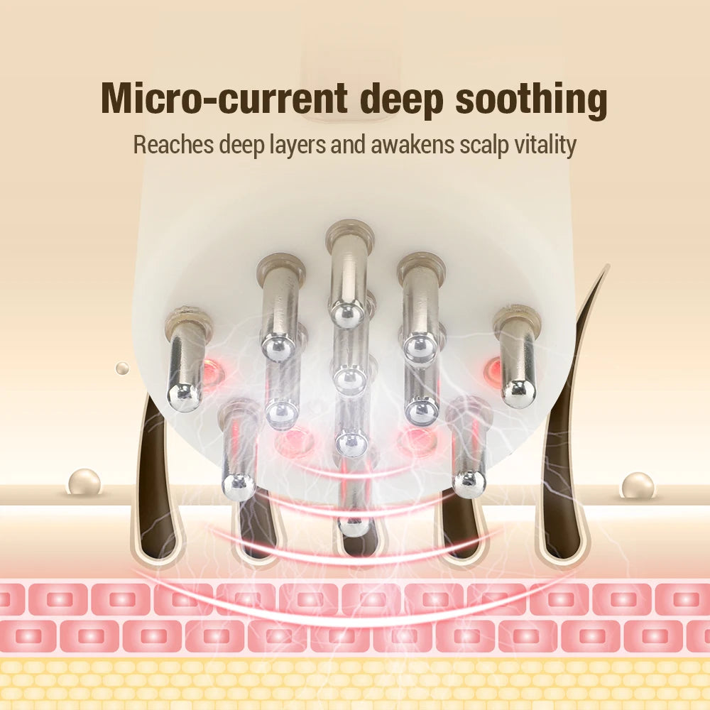 Electric Vibration Head Massage Comb + 30ml Hair Growth Oil Red Light Therapy Micro-current Hair Massager Comb Scalp Applicator